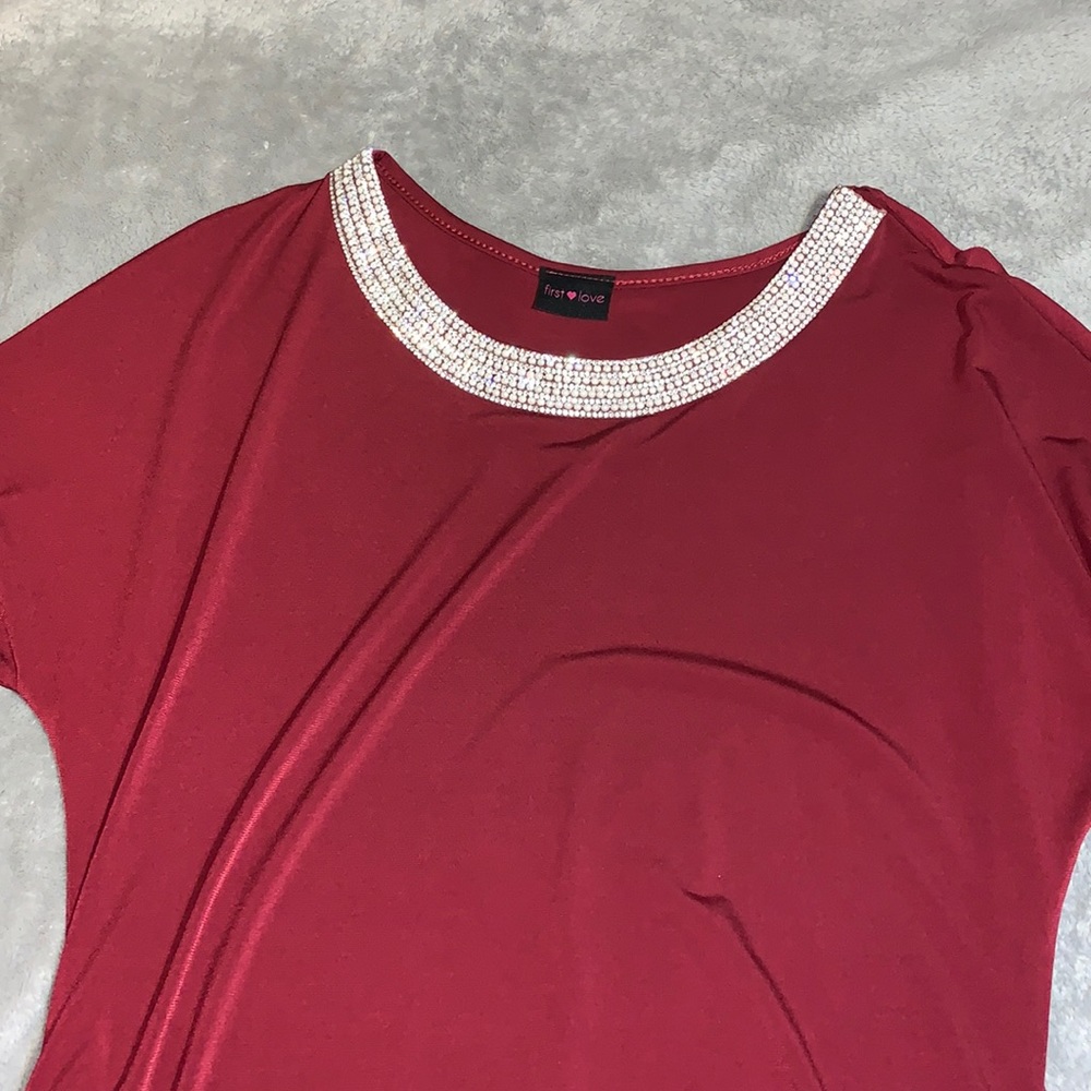 Deep red rhinestone skirt